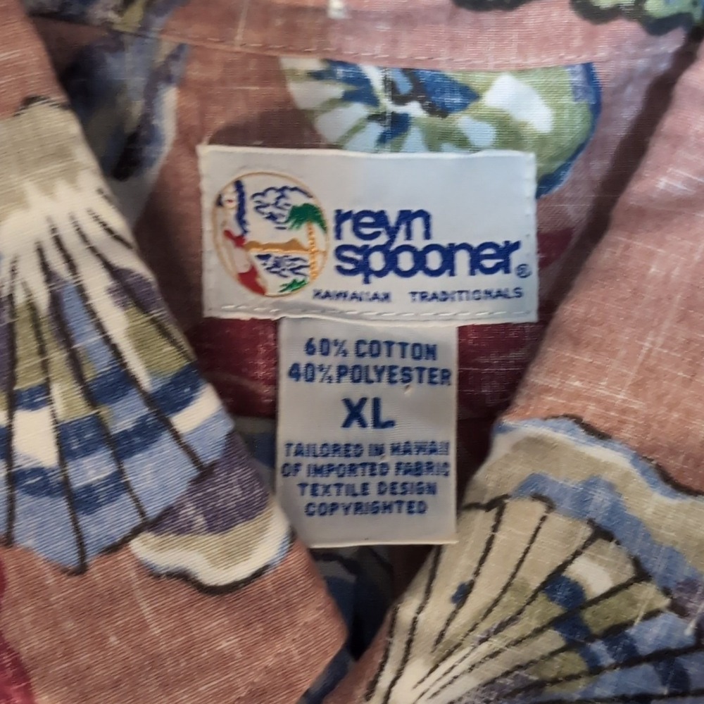 Reyn Spooner Seashell Coral Hawaiian Shirt Men's XL Salmon Short Sleeve Button - Picture 7 of 10